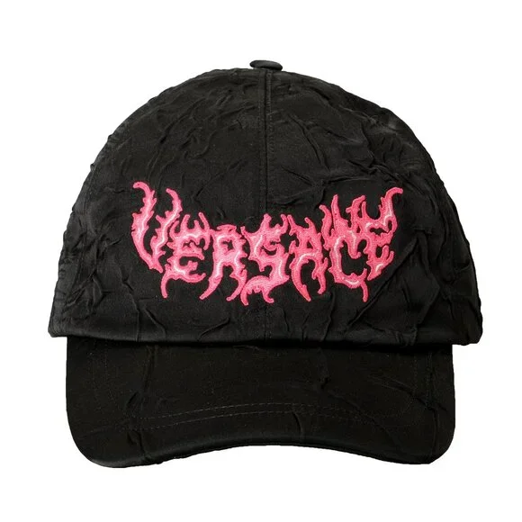Versace Logo Print Black Baseball Cap Hat size 58 display picture 2